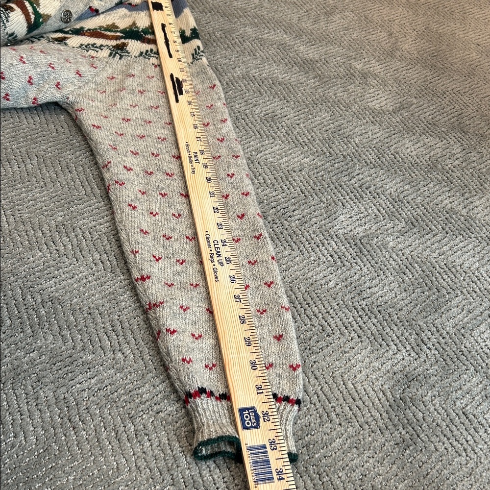 Vintage Woolrich Gray Fair Isle Wool Cardigan Sweater Nordic Button Front Size L - Picture 11 of 11